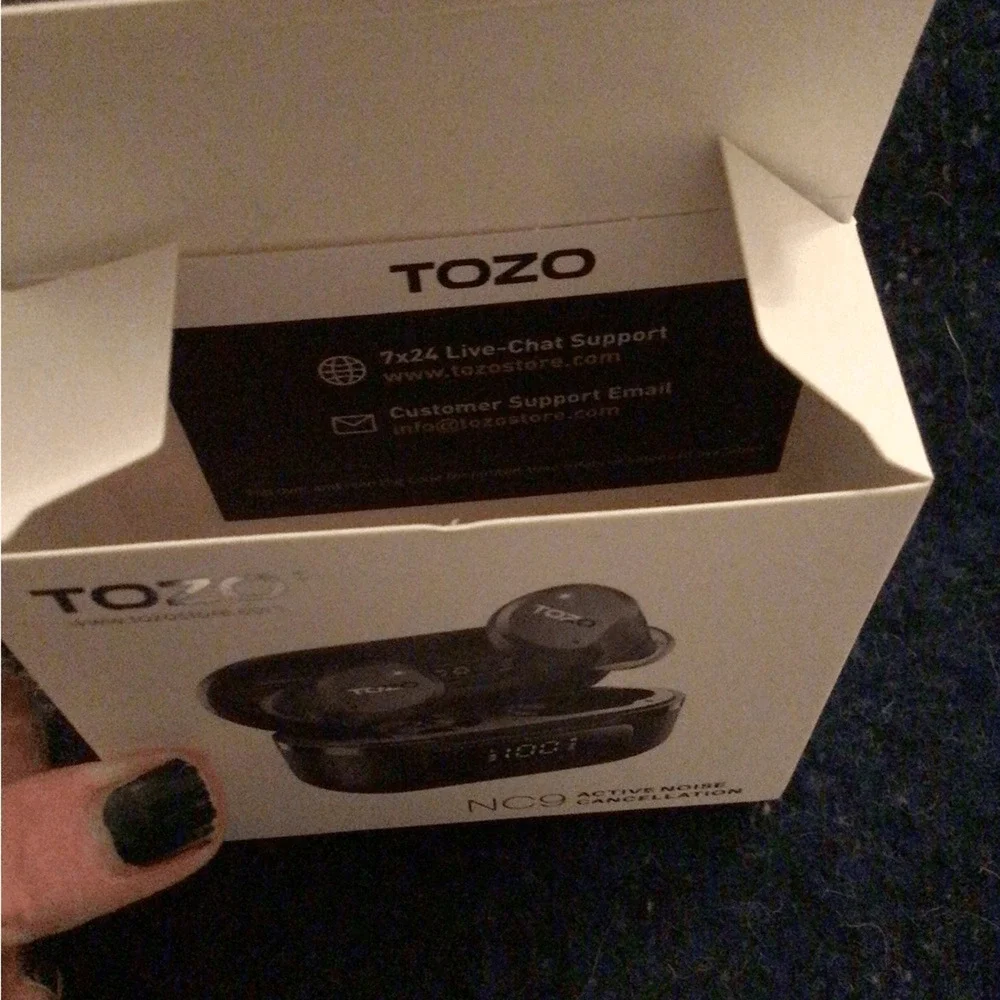 NEW ! Gift idea TOZO Black Wireless Earbuds with Charging Case